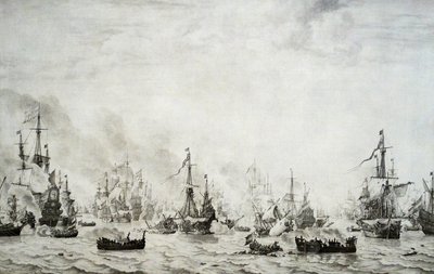 معركة داونز بواسطة ويليم فان دي فيلدي الأكبر